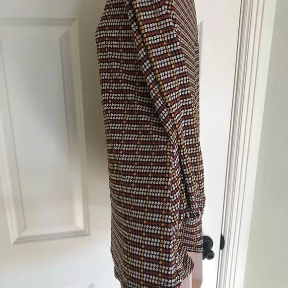 𝅺Adrianna Papell brown/yellow long sleeve blouse L - Picture 6 of 13